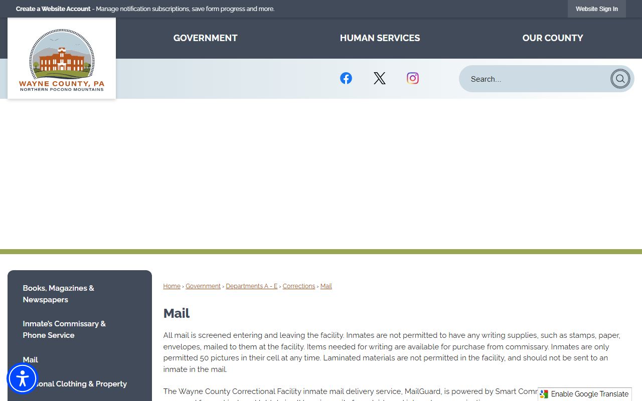 Wayne County MailGuard and Smart Communications instructions for inmate mail